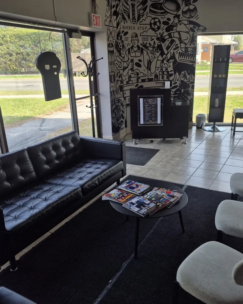 Barber chair and station inside Barber Stop